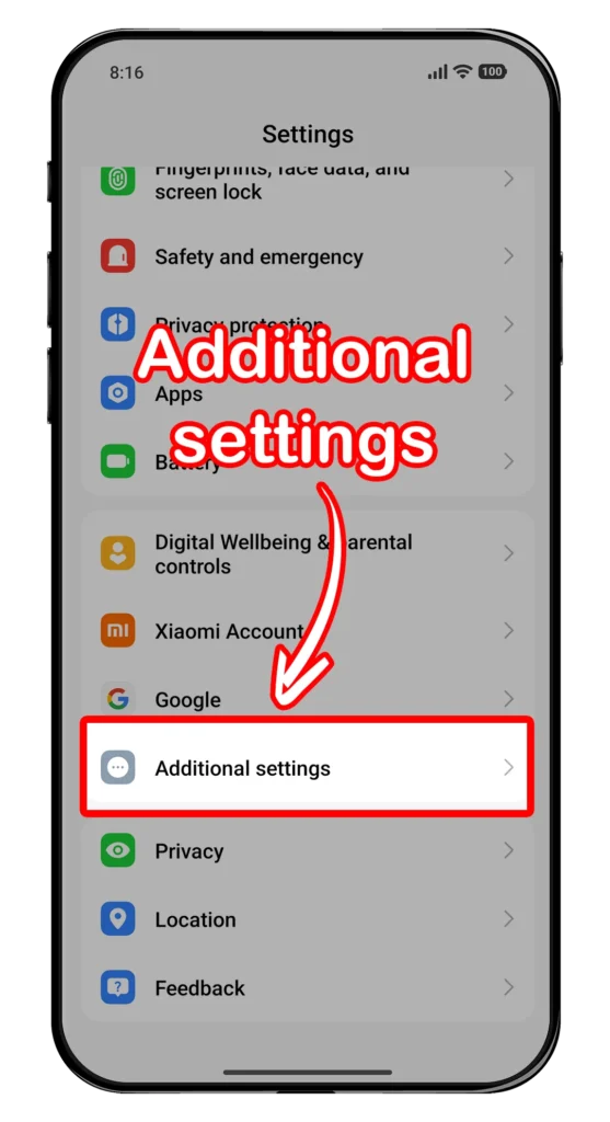 Go to Additional settings