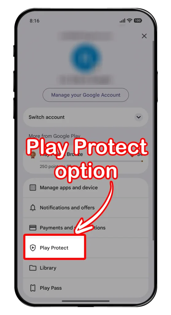 Tap on Play Protect option