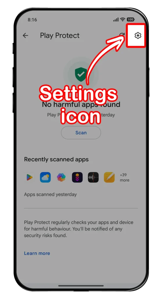Tap on Settings icon